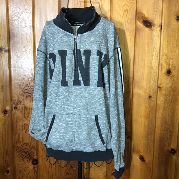 PINK Victoria’s Secret limited edition sweatshirt black/gray medium quarter zip​ - Picture 1 of 6